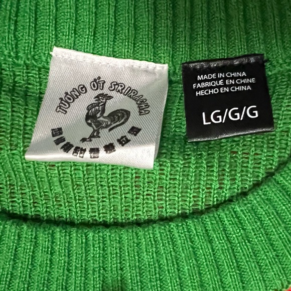 Sriracha Holiday Ugly Christmas Sweater Hot Chili Sauce Red and Green Size L EUC - Picture 3 of 5